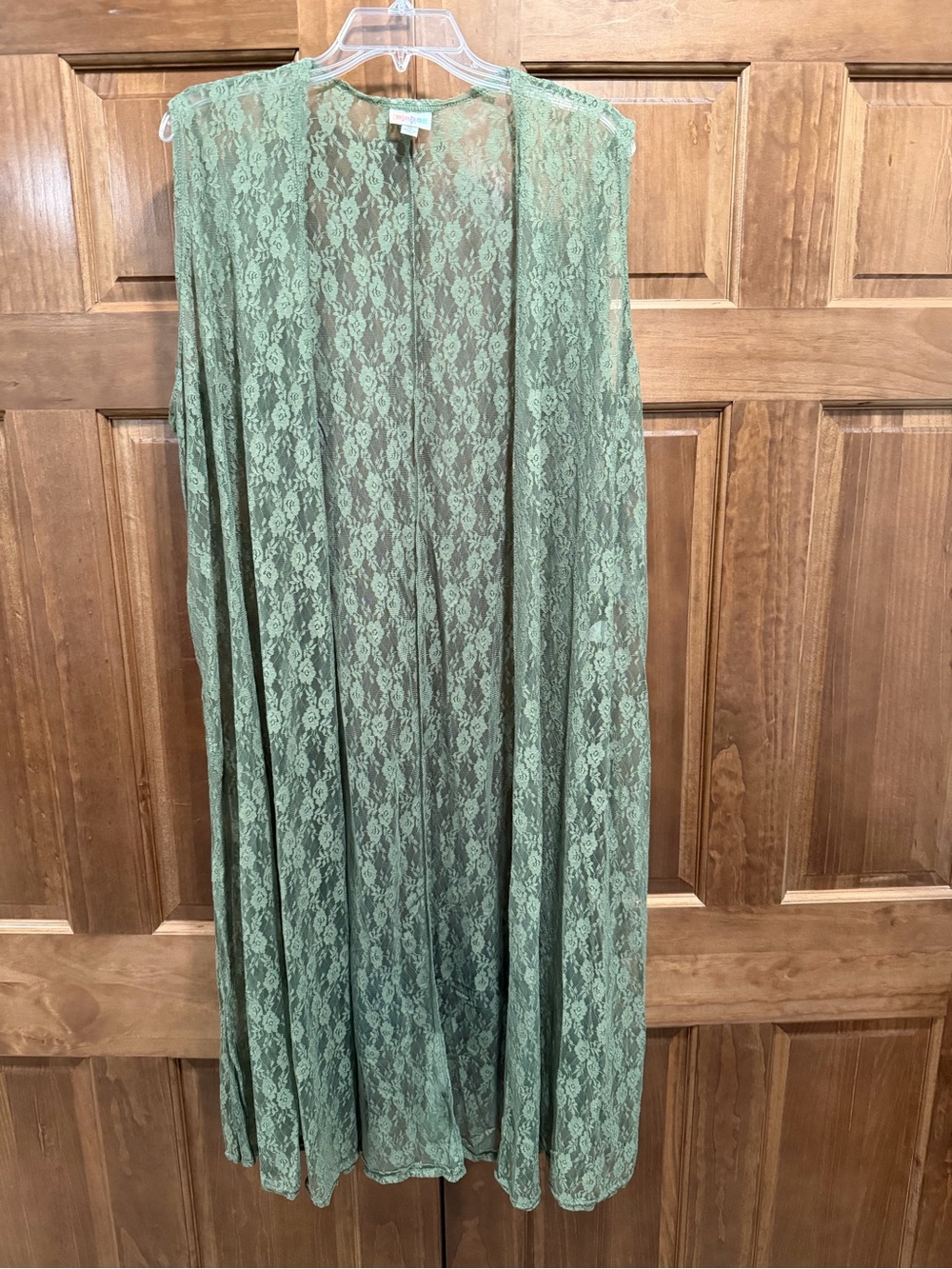 LuLaRoe Joy Olive Green Floral Lace Sleeveless Kimono Cardigan, Extra Large, NWT